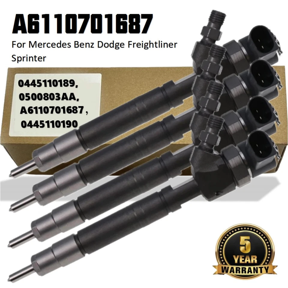 4X Fuel Injector For Mercedes Sprinter Dodge A6110701687 0445110189 0500803AA - Image 1 of 4