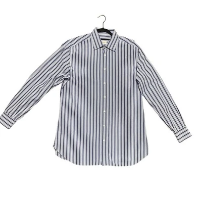Brioni синие полосы на пуговицах длинные рукава платье рубашка размер 43/17 XL роскошь - Изображение 1 из 4