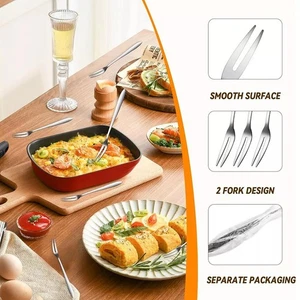 1X Fruit Forks Reusable Stainless Steel Mini Two-tine Fork-Hot- Salad Cake L5F0 - Picture 1 of 11