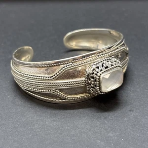 Brazalete Brazalete Sarda Bali Plata de Ley 925 Piedra Lunar Facetada Hecho a Mano - Imagen 1 de 12