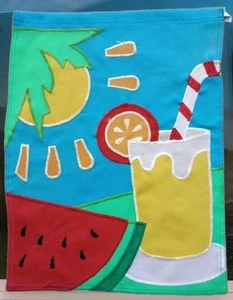 90s Flag Stains Outdoor House Party Embroidered 10”x13” Vtg Seasonal Small Fade - Picture 1 of 14