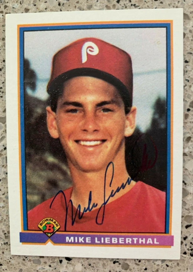 Mike Lieberthal PHILADELPHIA Phillies signed autographed 1991 Bowman ROOKIE #506 - Image 1 of 1