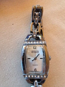 Cote d Azur Silber Tione Zifferblatt Rechteck Schwarz Gehäuse Gliederarmband Band Uhr - Bild 1 von 7