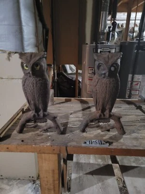Andirons antigos de ferro fundido coruja - Imagem 1 de 2
