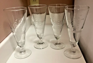 Vtg Javit Crystal 4 Clipper Schooner Sailing Ship Glasses Nautical Pilsner Beer - Picture 1 of 15