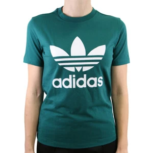 Damen Adidas Originals Logo T-Shirt kurzärmlig - lila, grün & schwarz - Bild 1 von 11