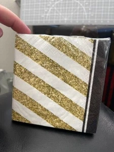 Black and Gold Beverage Napkins Paper 16 Pack Birthday Party Tableware Decor New - Picture 1 of 2