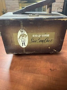 Vintage Wooden Esquire Shoe Shine Box With Accessories - Picture 1 of 6