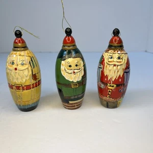 Santa Claus Nesting Dolls Wooden Christmas Ornaments Painted - Picture 1 of 13