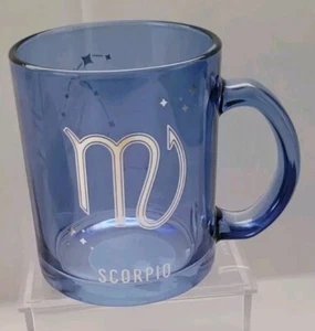 Modern Expressions Clear/Blue Glass Coffee Mug 11.8 oz - Zodiac Symbol Scorpio - Picture 1 of 2