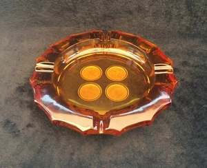 RARE VINTAGE FOSTORIA AMBER GLASS WITH 4 COINS - Picture 1 of 4