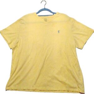 Polo Ralph Lauren T Shirt Men 2XL Yellow V Neck Blue Pony Short Sleeve Cotton