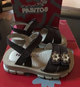 SANDALIAS Niñas Pequeñas Sandalias de Cuero Marrón Punta Abierta Niñas Pequeñas Talla 7 - Imagen 1 de 8