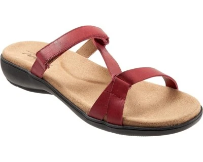 Sandalia Trotters Raja Para Mujer EE. UU. 12 Cuero Rojo Punta Abierta Deslizable JOBB182 Foto 1 de 4