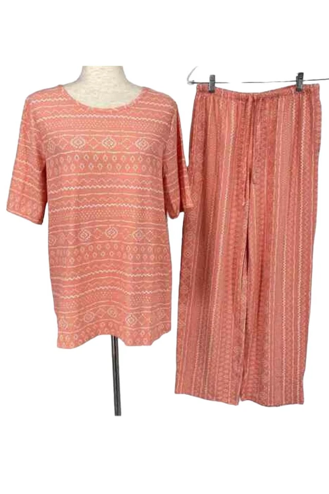 Stan Herman Sueded Jersery Pajama Set Sweet Coral - Image 1 of 1
