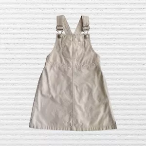 Vintage Gap Girls Classic Canvas Bib Overall Dress Natural Beige Size 4XL - Picture 1 of 12