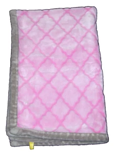 Bananafish Studio Pink Gray Sweet Owl Baby Girl Textured Embossed Plush Blanket - Picture 1 of 4