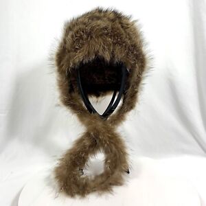 Genuine Raccoon Fur Vintage Bucket Hat Bonnet Ties - Boho Hippie Mod 60’s Look