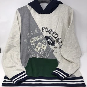 Polo Ralph Lauren Football Terry Hoodie Boys XL (18-20) Front Pocket, Gray - Picture 1 of 7