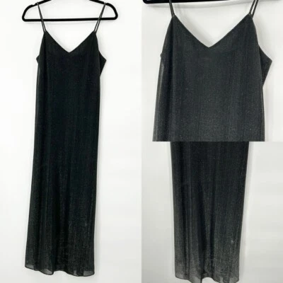 Vintage All That Jazz Womens Silver Slinky Slip Dress Size 7/8 Whimsigoth Y2K - Image 1 of 4
