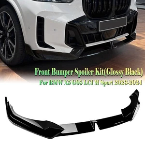 3pcs Vivid Black Front Spoiler Lip Splitter Bodykit For BMW X5 G05 M Sport 23-24 - Picture 1 of 11