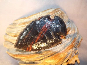 Triple Flow Obsidian Snyders Arrowhead Atlatl Spear Point Flint Knapping COA - Picture 1 of 4