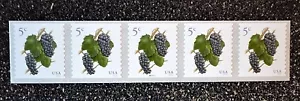 2016USA #5038 5c Grapes Coil - Strip of 5 - PNC  Mint  NH   #P111111   grape - Picture 1 of 1