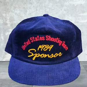 United States Shooting Team 1989 Sponsor Hat Cap Blue Corduroy Snapback Hat - Picture 1 of 2