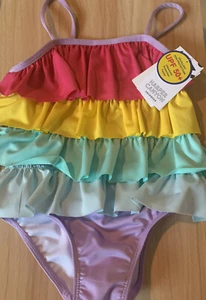 NWT Purple Tiered Ruffle One Piece Swimsuit Girls Size 4 Harper Canyon - Picture 1 of 6