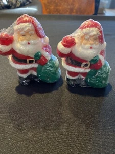 Two Vintage Santa Claus Candle Figure Gibson 1994 Set Pair Lot - Picture 1 of 7