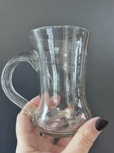 Vintage Unique Shaped Clear Bubble Handled Glass Etched 1884 4.75 inches - Picture 1 of 7