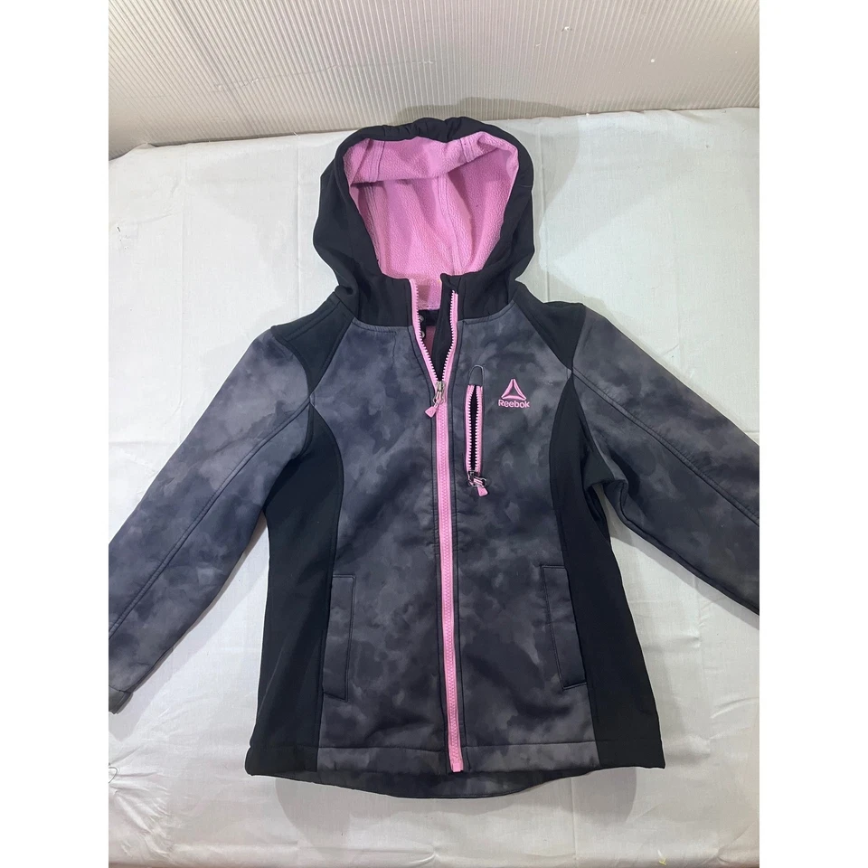 Chaqueta Softshell Reebok Niñas Talla 6/6x Gris Rosa Cremallera Abrigo Activo Foto 1 de 4