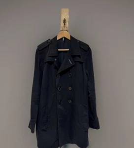 Dior Homme Men's Black Double Breasted Military Canvas Cotton Trench Coat M 48 - Picture 1 of 8
