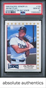 1990 Pacific Senior Jim Nettles Vulgarity On Bat Knob PSA 10 Error A$$HOLE - Picture 1 of 2
