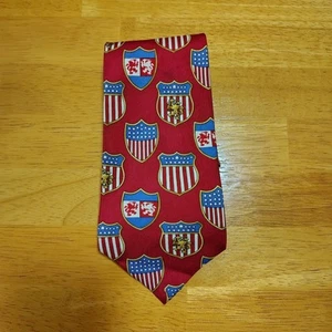 Vintage Crest Tommy Hilfiger Tie 100% Silk USA Preppy Trad Patriotic America - Picture 1 of 4