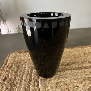 Vintage Sasaki By Ward Bennett Japan Black Crystal Geometric Vase 5.5” T - Picture 1 of 6