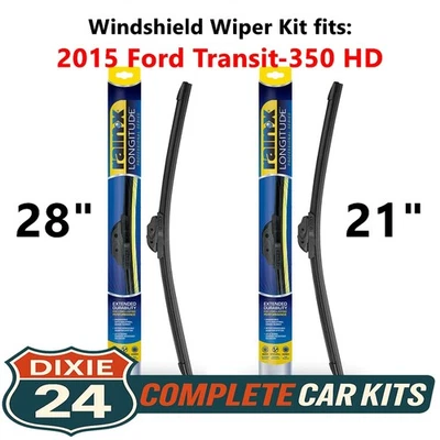 Rain-X Longitude Windshield Wiper Kit fits: 2015 Ford Transit-350 HD (28" & 21") Foto 1 de 4