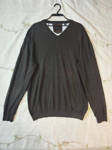 Suéter WESTBURY PREMIUM Para Hombre XL Gris Cuello en V Algodón Cachemira Mezcla Seda Lujo - Imagen 1 de 8