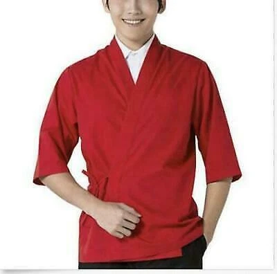 Chef Coat Japanese Style Kitchen Happi Jacket Sushi Bar Soft Working Uniform - Image 1 of 4