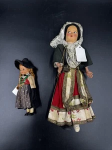 "2 muñecas alemanas vintage con vestido tradicional de 6"" ojos abiertos y cerrados y 11"" de alto" - Imagen 1 de 10