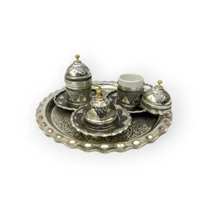 Coffee Cup Set Of 2 Delight Cup And Tray Turkish Coffee Cup Handmade Copper - Picture 1 of 3