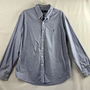 Camisa Ralph Lauren Para Hombre Talla XL Abotonada Manga Larga Azul Cuadros Guinga - Imagen 1 de 13