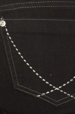 Nuevos Jeans Bordados Denim Negro Oscuro Puntada Plateada LP8871 ¡SOLO! ¡IZQUIERDA! Foto 1 de 4