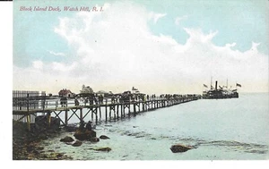 WATCH HILL, RHODE ISLAND POSTKARTENBLOCK INSELDOCK. Passagiere, Schiff - Bild 1 von 2