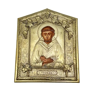 ABA Cuprum Polska Francesco Icon Plaque Saint Francis of Assisi Hand Painted - Picture 1 of 17