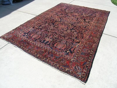 Antique Lilahan Bakhtiari Oriental Rug Carpet Transitional 7' x 10'6" Navy Blue - Image 1 of 4
