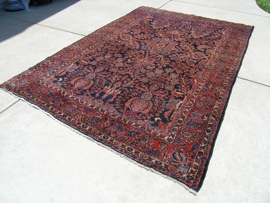 Antique Lilahan Bakhtiari Oriental Rug Carpet Transitional 7' x 10'6" Navy Blue - Image 1 of 4