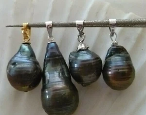 13-26 mm NUCLEATED FRESHWATER PEARLS. 925 PENDANT SILVER 4 types to pick from - Picture 1 of 12