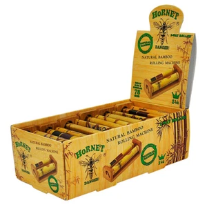 HORNET 1 1/4 Natural Bamboo Cones Roller Cigarette Rolling Machine Maker One Box - Picture 1 of 12