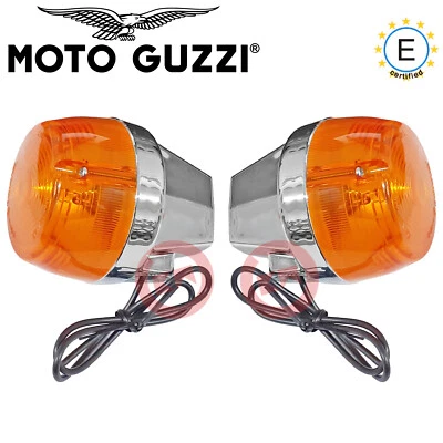 Par de indicadores cromados trasero derecho/izquierdo para Moto guzzi V35 - II/V50/V75/T3 Foto 1 de 4